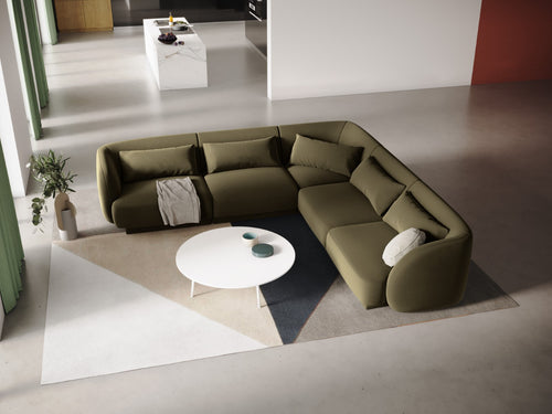 Cosmopolitan Design Symmetrische hoekbank Tulum 5-zits, flueel, groente - 255x255x70cm