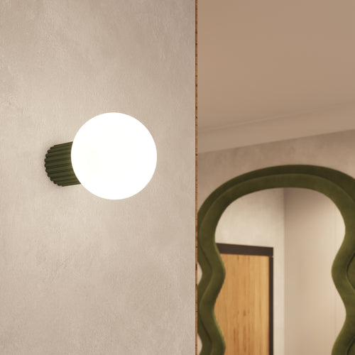 Sollux Lighting Plafondlamp HALO olijfgroen IP44 - 12x12x21cm