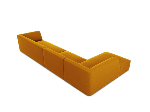 Micadoni linker hoekbank Ruby 5-zits, flueel, geel - 180x366x69cm