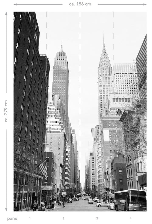 ESTAhome fotobehang New York street view zwart en wit - 186 x 279 cm - 157706 - vtwonen shop