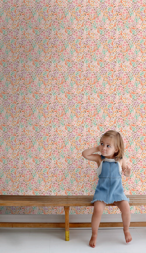 ESTAhome behang bloemetjes roze en blauw - 50 x 900 cm - 131579 - vtwonen shop