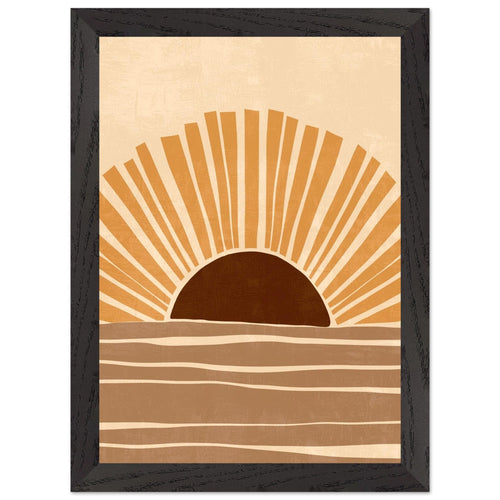 Artfulprints Poster met Lijst Boho – Rising sun   - A4 21x29.7 cm - Oranje