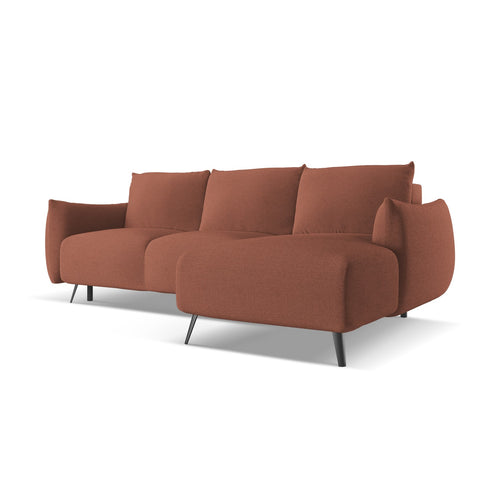 LaMiaSofa hoekbank rechts Genova - chenille stof - gedempt roze - 242x162x86