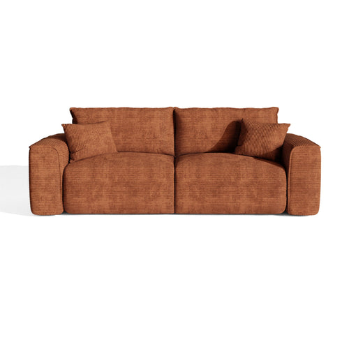 Premium Interiors - Snel uitklapbare slaapbank COMO - corduroy terracotta 216cm