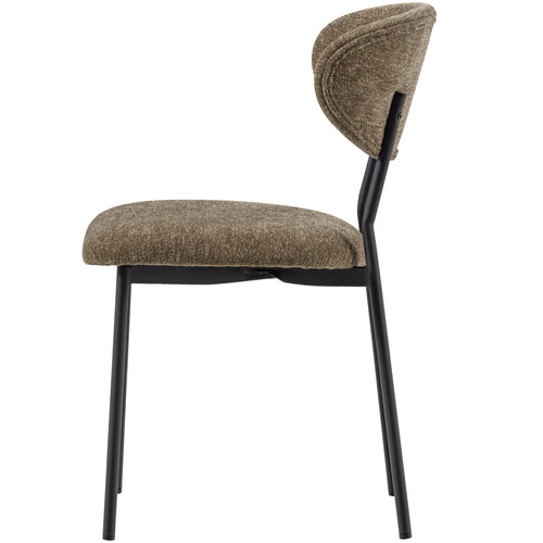 WOOOD eetkamerstoelen Kjeld - Chenille - Bruin - Set van 2