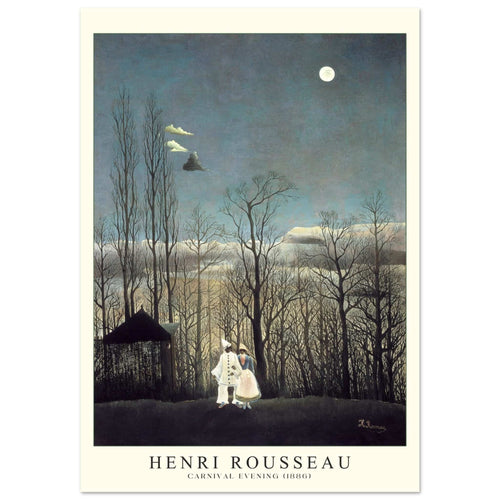 Artfulprints Poster met Lijst Henri Rousseau - Carnival evening   - 70x100 cm - Blauw