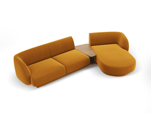 Micadoni - Rechte modulaire bank "Miley" 3 zitplaatsen, flueel, geel - 178x303x70cm