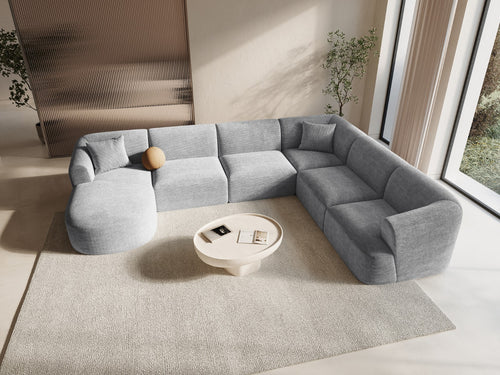 Cosmopolitan Design Modulaire panoramische hoekbank rechts Campi 7-zits, ribfluwelen geld - 255x330x70cm