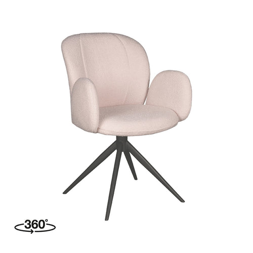 LABEL51 Eetkamerstoel Kimball - Naturel Bouclé - Draaibaar - Set van 2