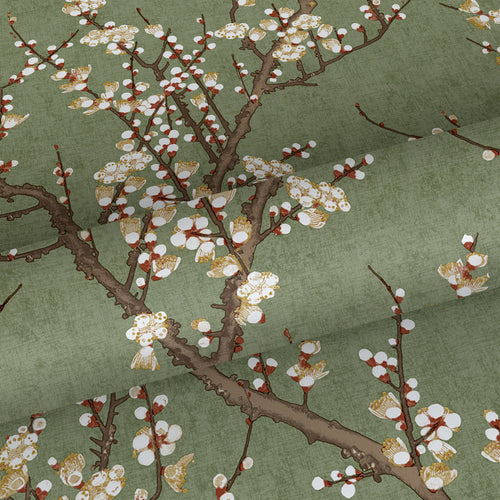 Sanders & Sanders behang bloesemtak vergrijsd olijfgroen en wit - 53 cm x 10 m - 640178 - vtwonen shop