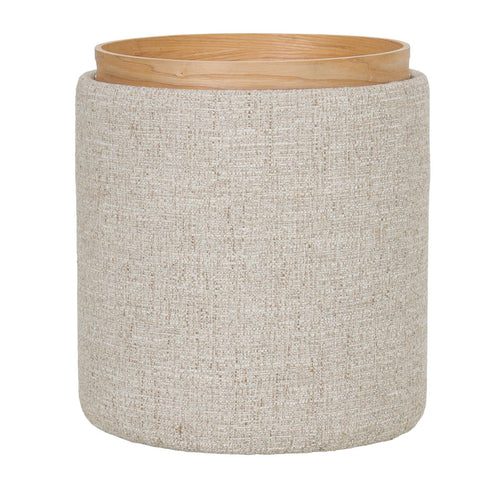 DÉJA Living Bijzettafel Zara - Beige/Naturel - Incl. Opbergruimte - Ø40cm