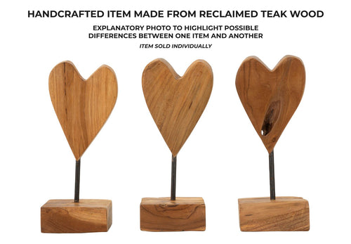 Houten hart sculptuur 10x10x25 cm