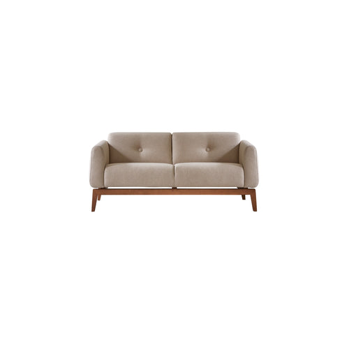 Tikamoon 2-zitsbank van massief eiken en ecru wol - Beige