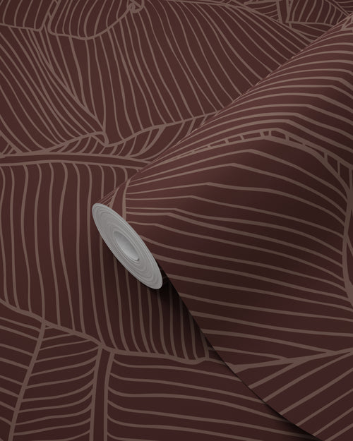 ESTAhome behang bladeren bordeaux rood - 50 x 900 cm - 131165 - vtwonen shop