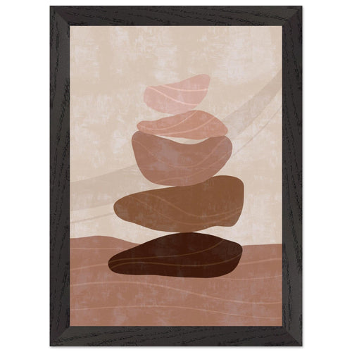 Artfulprints Poster met Lijst Boho – Stone balance   - A4 21x29.7 cm - Grijs