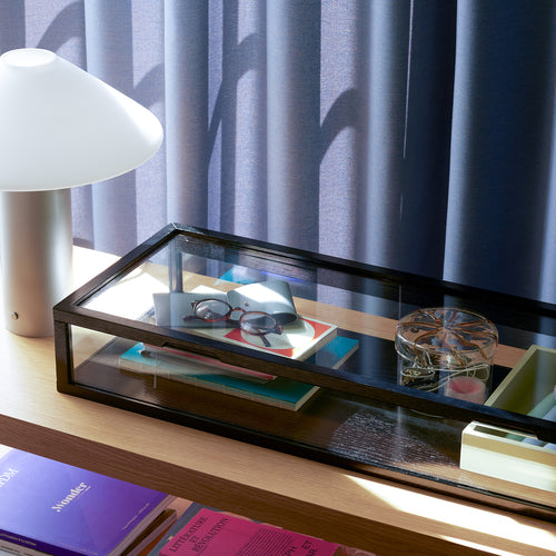 Hübsch doos View Display - essenhoutfineer/essenhout/glas/mdf - 80x30xh12cm - vtwonen shop