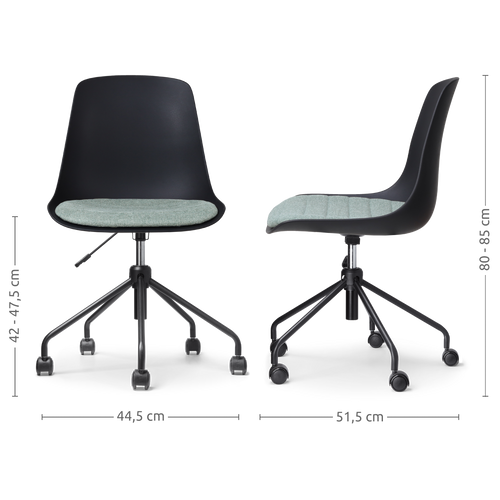 Nolon Nout-Liv Bureaustoel Zwart - Groen Kussen - Zwart Onderstel - vtwonen shop