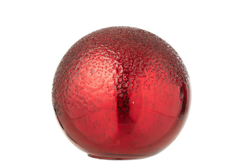 J-Line decoratie Bal Gekraakt - glas - kerstrood - large - LED - vtwonen shop