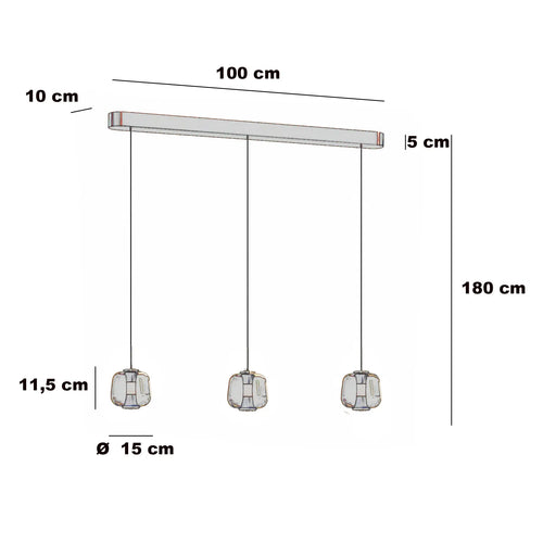 Freelight hanglamp Rosa - 3 lichts - 100  x 180   cm - rosé goud