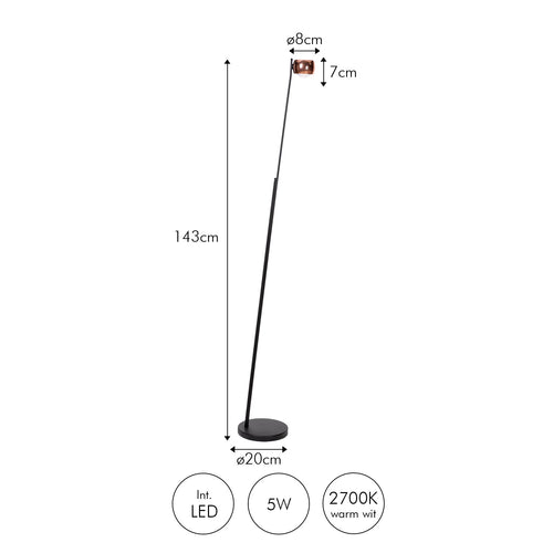 Atmooz vloerlamp Moab - roségoud - Ø 20 x H 134 cm - geïntegreerde led