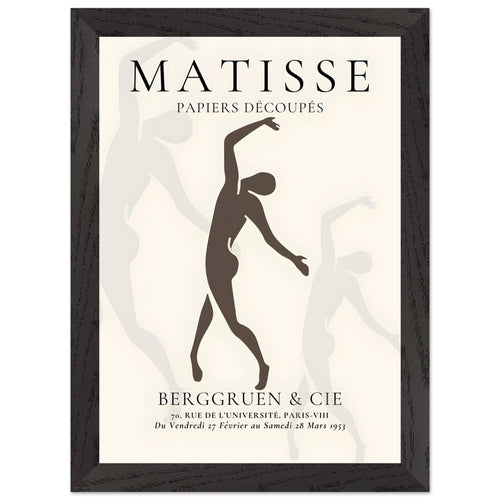 Artfulprints Poster met Lijst Matisse – Dancing silhouettes   - A4 21x29.7 cm - Grijs