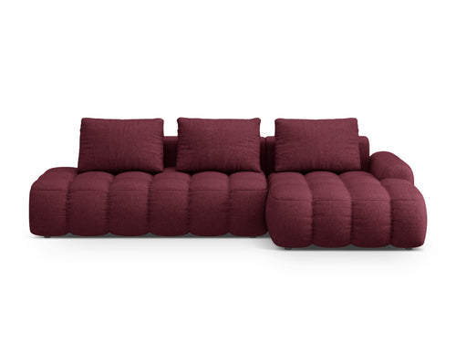 Cosmopolitan Design Converteerbare hoekbank rechts met opbergdoos Linz 3-zits, structurele stof bordeaux - 142x275x84cm