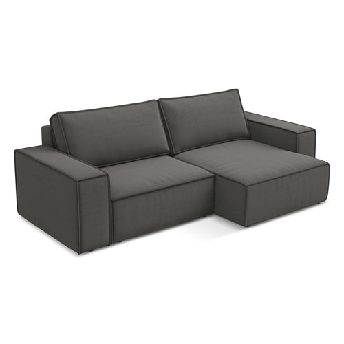 LaMiaSofa hoekbank rechts Livorno - velours - staal - 257x148x82