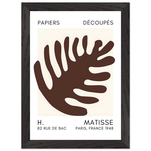 Artfulprints Poster met Lijst Matisse – Coral bloom brown   - A4 21x29.7 cm - Bruin
