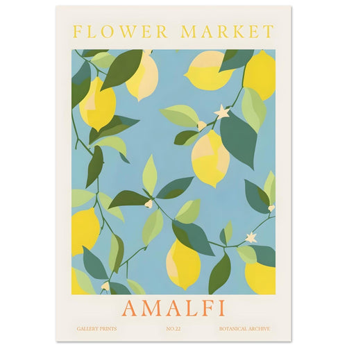 Artfulprints Poster met Lijst Flower market - Amalfi   - 50x70 cm - Meerkleurig