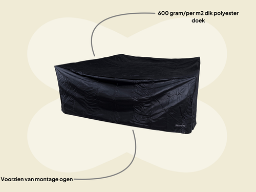 MaximaVida tuinmeubel beschermhoes London 130 x 130 x 90 cm zwart- zware uitvoering