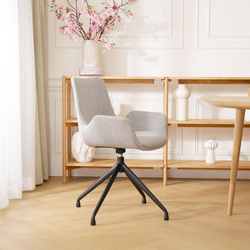 Nolon Nola-Eef Eetkamerstoel Beige Gemêleerd - Draaibaar Zwart Onderstel - vtwonen shop