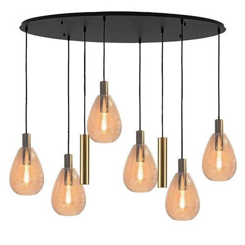 Freelight hanglamp Dorato - 8 lichts - 126  x 150   cm - zwart goud - vtwonen shop