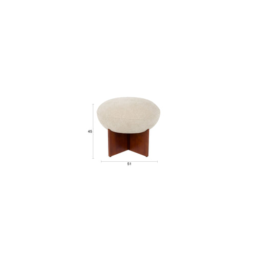 Housecraft Living Ufo Poef op Houten onderstel Rond 51 cm Beige/ Bruin - vtwonen shop