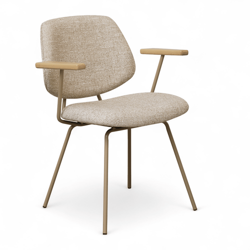 Furnhouse eetkamerstoelen armleuning Sofia - Beige - Stof (Bouclé) - Set van 2