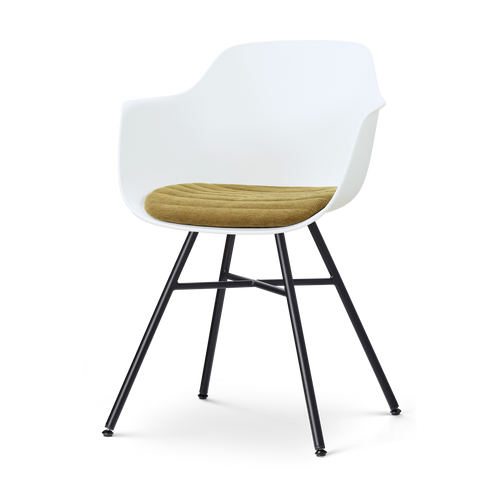 Nolon Noa-Liz eetkamerstoel wit met mosgroen zitkussen - zwart onderstel