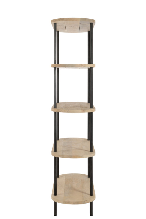 J-Line rek Eli 5 Planken Mango - hout/staal - naturel/grijs - vtwonen shop