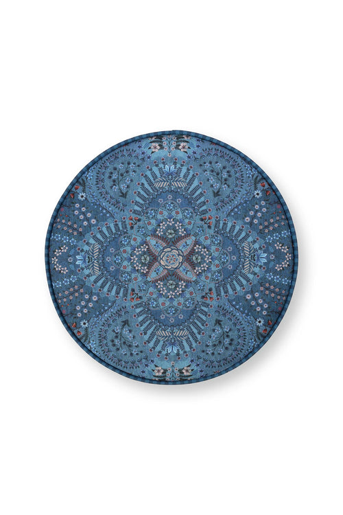 Pip Studio Poef Rosa Rani Blauw Fluweel 40 x 40 x 45 cm