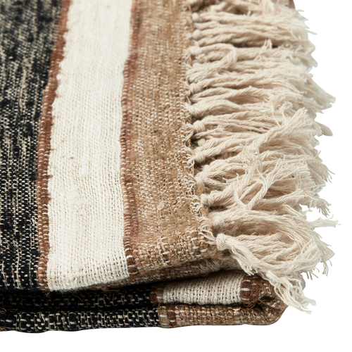 WOOOD plaid Beek- Katoen - Zwart/Naturel - 130x170x1 - vtwonen shop