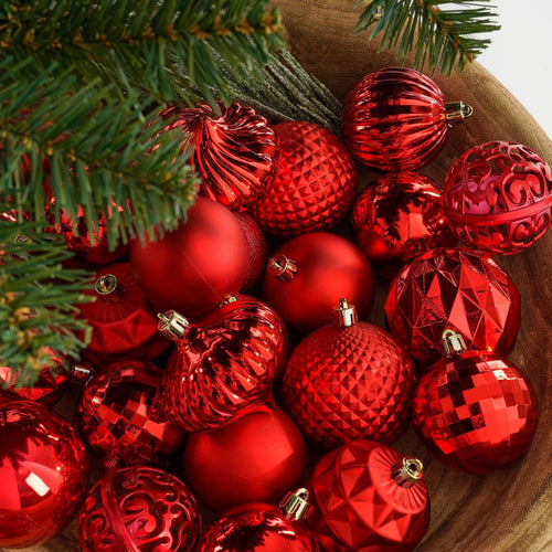 Mica Decorations Kerstballen Set - 60 Stuks - Ø7 cm - Onbreekbaar - Rood