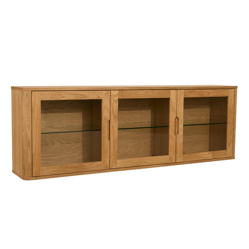 Furnhouse 3-deurs wandkast Nyborg - Natuurlijk eikenhout - MDF, Eikenfineer, Glas - 34x180x60