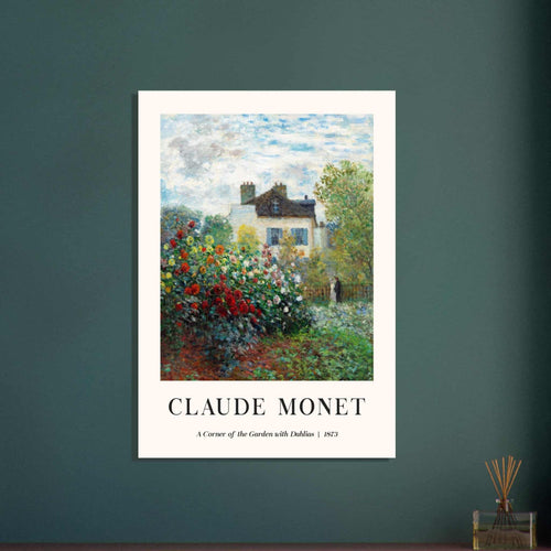 Artfulprints Poster Claude Monet - A corner of the garden with dahlias   - 50x70 cm - Meerkleurig