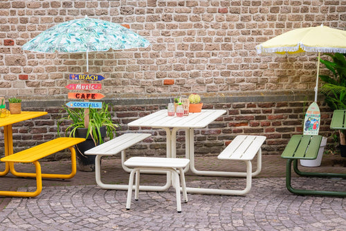 MaximaVida metalen picknicktafel Max ivoor - 150 cm - vtwonen shop