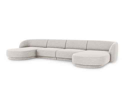 Micadoni Panoramische bank Miley 5-zits, chenille, lichtgrijs - 156x330x70cm