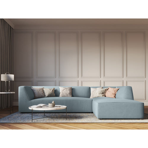 Cosmopolitan Design - Modulaire hoekbank rechts Siena 4-zits, ribfluwelen lichtblauw - 180x273x69cm
