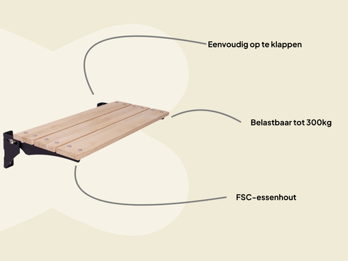 MaximaVida opklapbare gevelbank Jordaan 100 cm- FSC essenhout