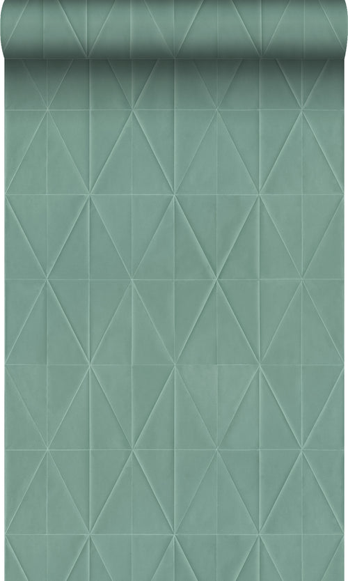 Origin Wallcoverings behang origami motief vergrijsd groen - 0,53 x 10,05 m - 347858 - vtwonen shop