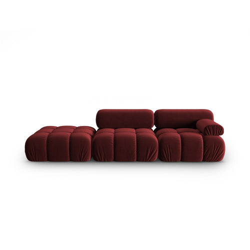Cosmopolitan Design - Linker modulaire bank Cortina 4-zits, flueel rood - 94x282x70cm