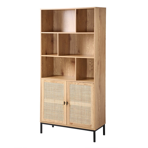 Calicosy - JAYA Boekenkast Woonkamer - Licht hout - 35x80x175 cm