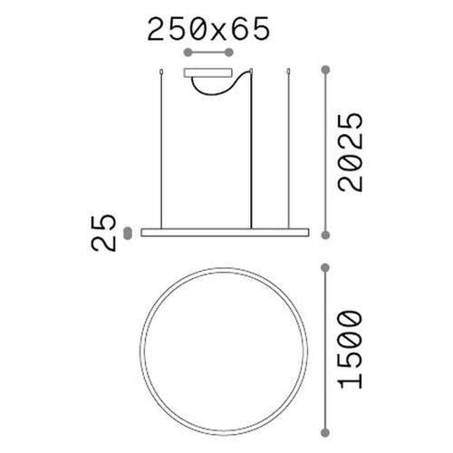 Ideal Lux ORACLE SLIM 150 cm niet dimbare ronde LED-pendellamp met geïntegreerde LED-verlichting, 3000K, messing, 9300lm