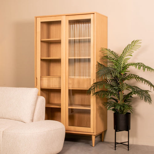 LABEL51 Vitrinekast Jule - Naturel Eikenhout - 100x49x180cm